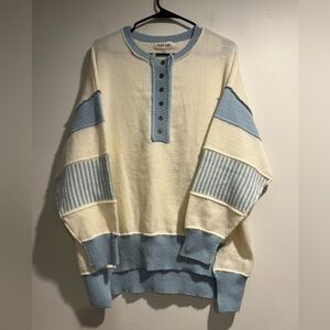 PEACH LOVE CALIFORNIA Show Me Some Love sweater in Ivory Blue NWT